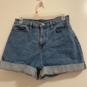 BDG high waisted blue denim mom short